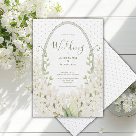 Weiße Fliederblüten Aquarell Vintage-Hochzeit Einladung