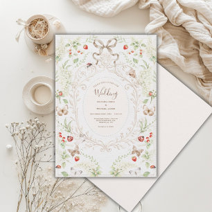 Weiße Fliederlaunevolle Vintage-Hochzeit  Einladung