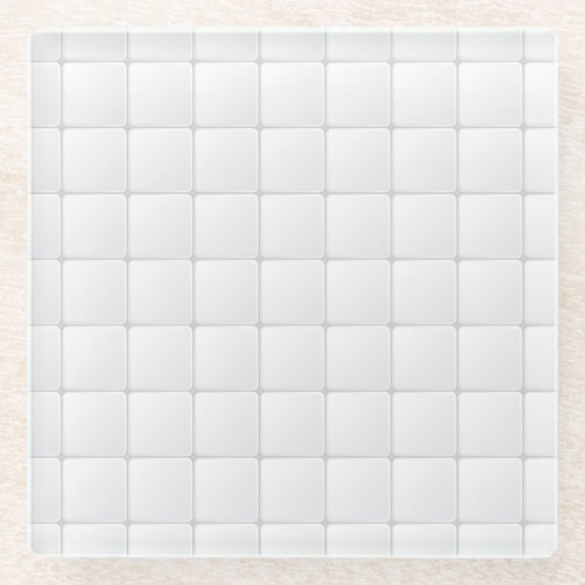 Weiße Fliese Glasuntersetzer (Vorderseite)
