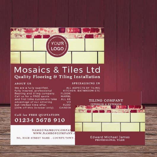 Weiße Fliesen, Fußboden, Fliesenwerbung Flyer