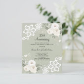 Weiße Flora 25. Hochzeitstag Einladung (Stehend Vorderseite)