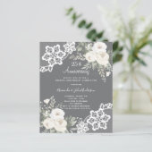 Weiße Flora 25. Hochzeitstag Einladung (Stehend Vorderseite)