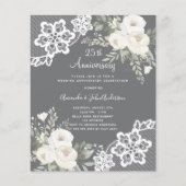 Weiße Flora 25. Hochzeitstag Einladung (Vorderseite)