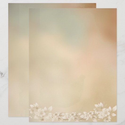 Weiße Flora auf Erden Tones Briefbogen (Vorne/Hinten)