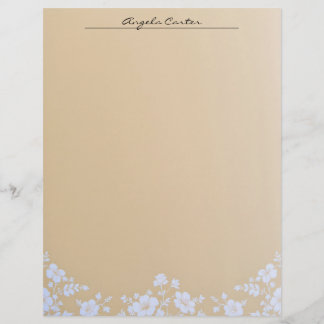 Weiße Flora auf Tan Letterhead Briefbogen