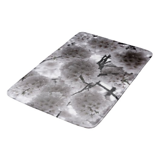 Weiße Flora Badematte (Schrägansicht)