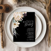 Weiße Flora | Black Brunch und Bubbly Einladung