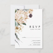 Weiße Flora | Black RSVP Card Karte (Vorderseite)
