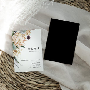 Weiße Flora   Black RSVP Card Karte