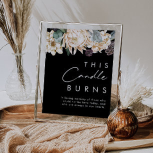 Weiße Flora   Black This Candle Burns Sign Poster