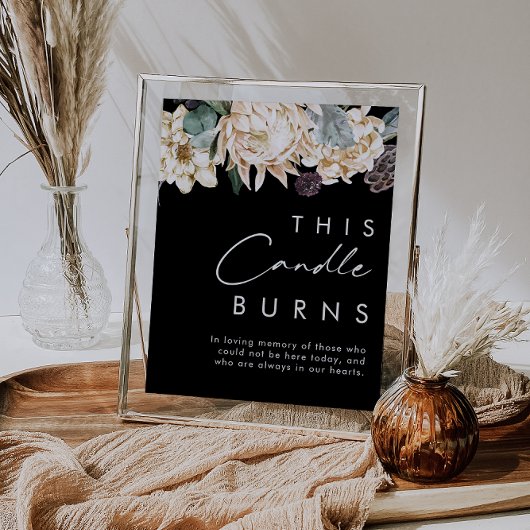 Weiße Flora | Black This Candle Burns Sign Poster