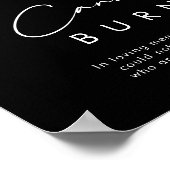 Weiße Flora | Black This Candle Burns Sign Poster (Ecke)