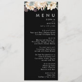 Weiße Flora | Black Wedding Dinner Menu Menükarte (Vorderseite)
