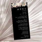 Weiße Flora | Black Wedding Dinner Menu Menükarte