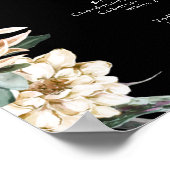 Weiße Flora | Black Wedding Drinks Sign Poster (Ecke)