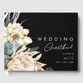 Weiße Flora | Black Wedding Guest Book Gästebuch (Vorderseite)