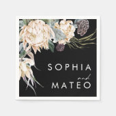 Weiße Flora | Black Wedding Napkins Serviette (Vorderseite)