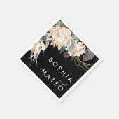 Weiße Flora | Black Wedding Napkins Serviette (Ecke)