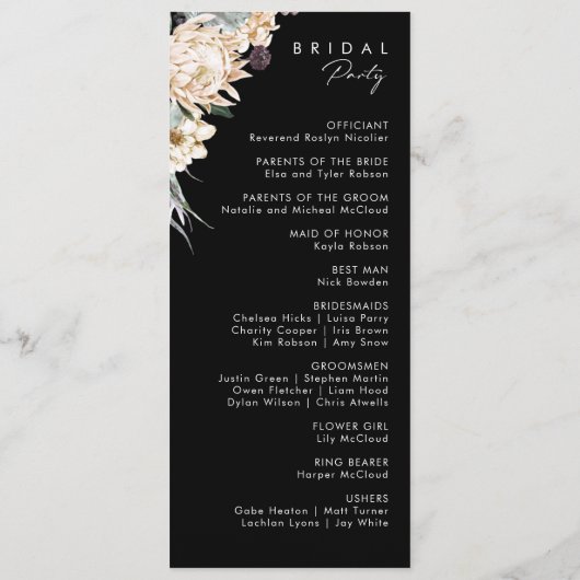 Weiße Flora | Black Wedding Program Programm (Rückseite)