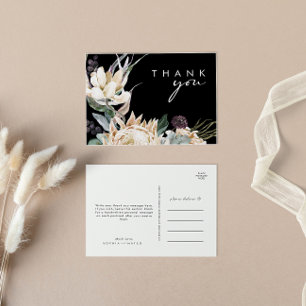 Weiße Flora   Black Wedding Vielen Dank Postcard Postkarte