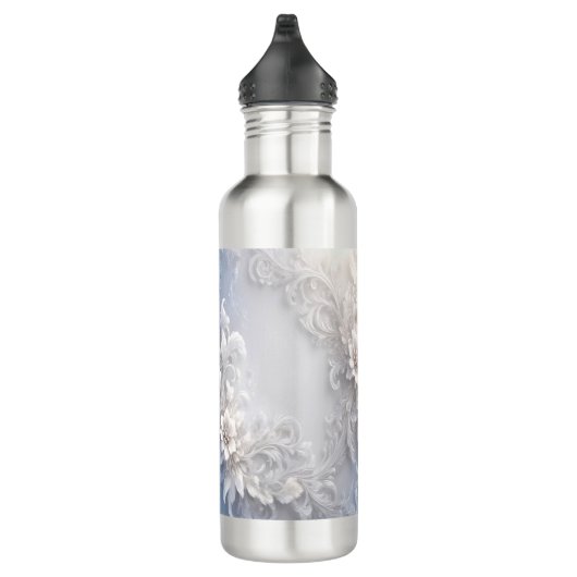 Weiße Flora Blüh Wasser Flasche Edelstahlflasche (Rechts)
