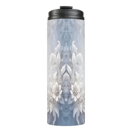 Weiße Flora Blüht thermische Tumbler Thermosbecher (Vorderseite)