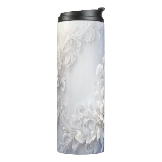Weiße Flora Blüht thermische Tumbler Thermosbecher (Nach links gedreht)