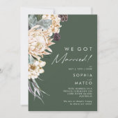 Weiße Flora | Dark Green Elopement Ankündigung (Vorderseite)