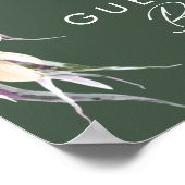 Weiße Flora | Dark Green Guest Book Sign Poster (Ecke)