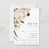 Weiße Flora | Dark Green Menu Choice RSVP Card (Vorderseite)