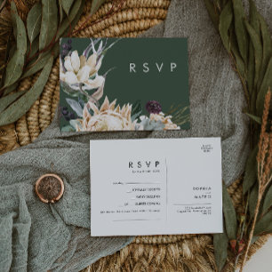 Weiße Flora   Dark Green Song Request RSVP Card Postkarte