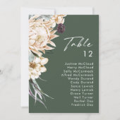 Weiße Flora | Dark Green Tischnummer Chart (Vorderseite)