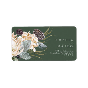 Weiße Flora   Dark Green Wedding RSVP-Adresse Adressaufkleber