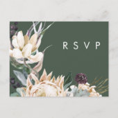 Weiße Flora | Dark Green Wedding RSVP Postcard Postkarte (Vorderseite)
