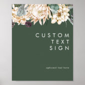 Weiße Flora | Dunkelgrüne Karten und Geschenke nac Poster (Vorne)