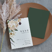 Weiße Flora | Dunkelgrüne RSVP-Karte RSVP Karte