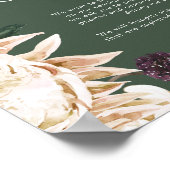 Weiße Flora | Dunkelgrüne Zeremonie ohne Anschluss Poster (Ecke)