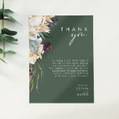 Weiße Flora | Dunkelgrüner Empfang Dankeschön Kart Postkarte