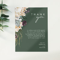 Weiße Flora | Dunkelgrüner Empfang Dankeschön Kart