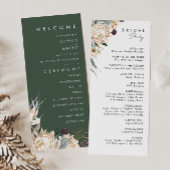 Weiße Flora | Dunkelgrünes Hochzeitsprogramm Programm