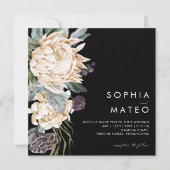 Weiße Flora | Einladung zur Hochzeit am Schwarzen (Vorderseite)