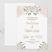 Weiße Flora Elegante Einladung zur Hochzeit (Vorne/Hinten)
