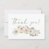 Weiße Flora Elegante Romantische Blumen Elegante Dankeskarte (Vorderseite)