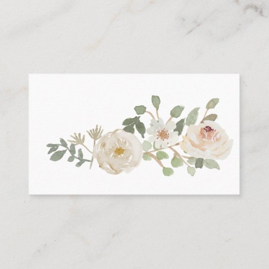 Weiße Flora Elegante Romantische Hochzeitskarte Platzkarte (Rückseite)