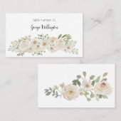 Weiße Flora Elegante Romantische Hochzeitskarte Platzkarte (Vorne/Hinten)