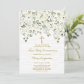 Weiße Flora Erste Heilige Kommune Einladung (Stehend Vorderseite)