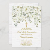 Weiße Flora Erste Heilige Kommune Einladung (Vorne/Hinten)