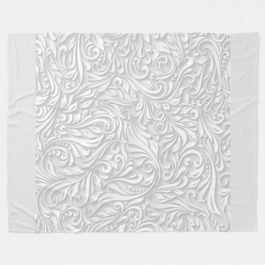 Weiße Flora Fleecedecke (Vorderseite (Horizontal))