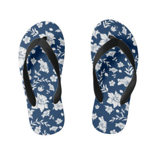 Weiße Flora-Flip-Flops für die Marine Kinderbadesandalen