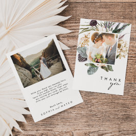Weiße Flora Foto Hochzeit Danke Karte